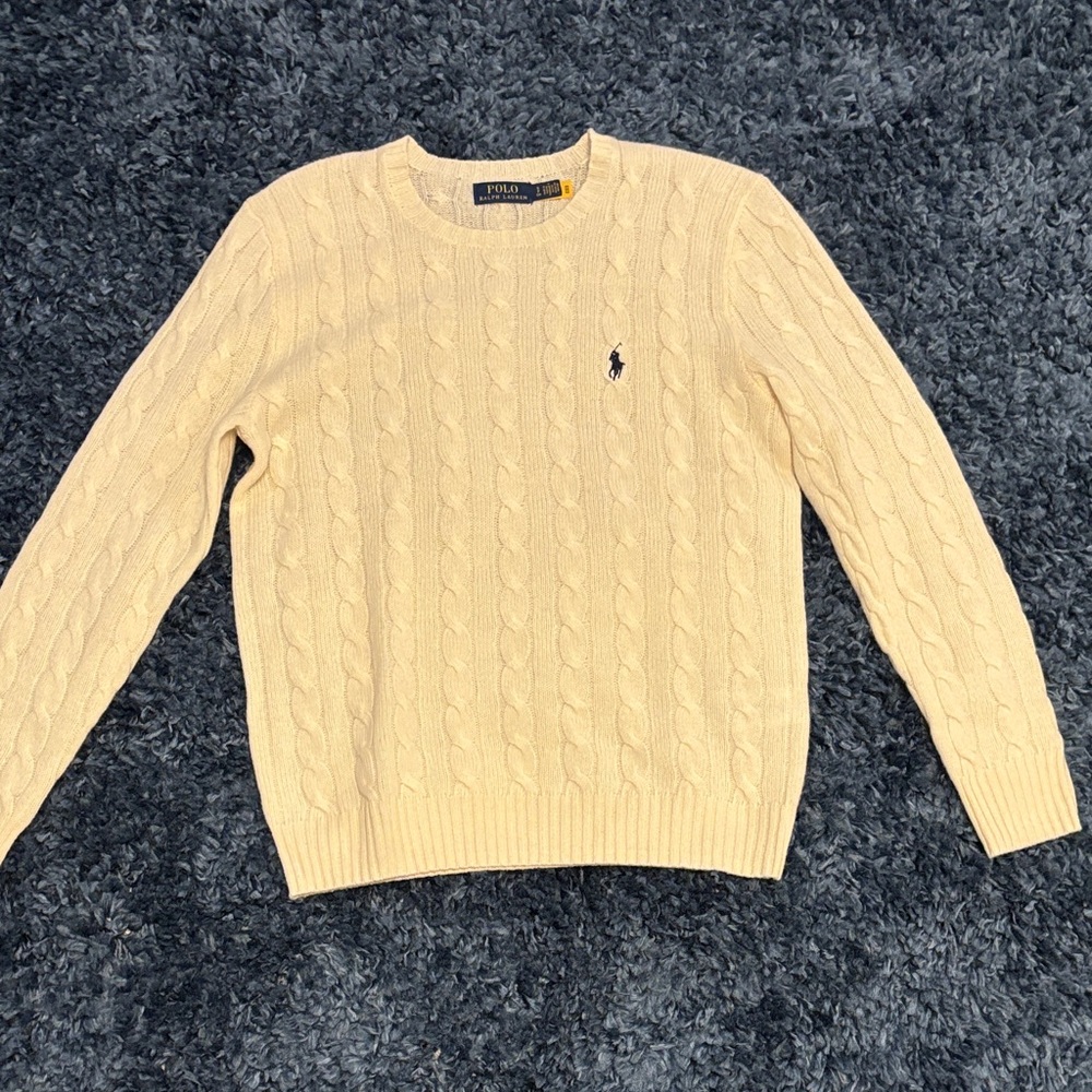 Ralph Lauren Cream Cable Knit Crewneck Sweater